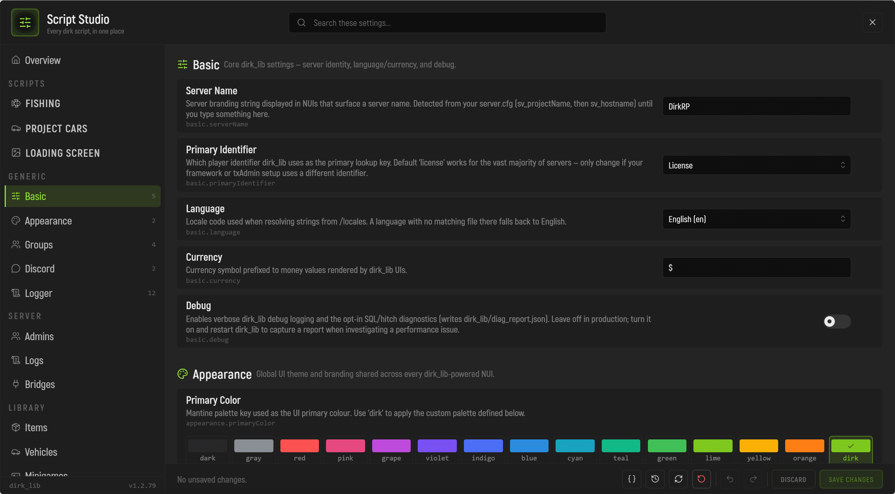 Config Studio: every setting of a script in one in-game panel